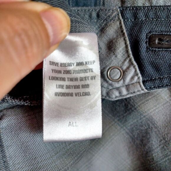 ZOIC Men's XL Plaid Utility Shirt Zip Polo Pocket Active Trail Shirt Gray Black - Picture 8 of 8